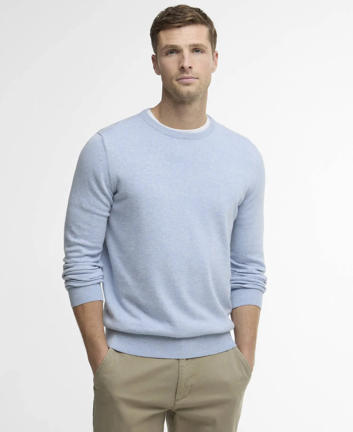 Barbour Maglione Girocollo in Cotone Pima Blue Haze (5)