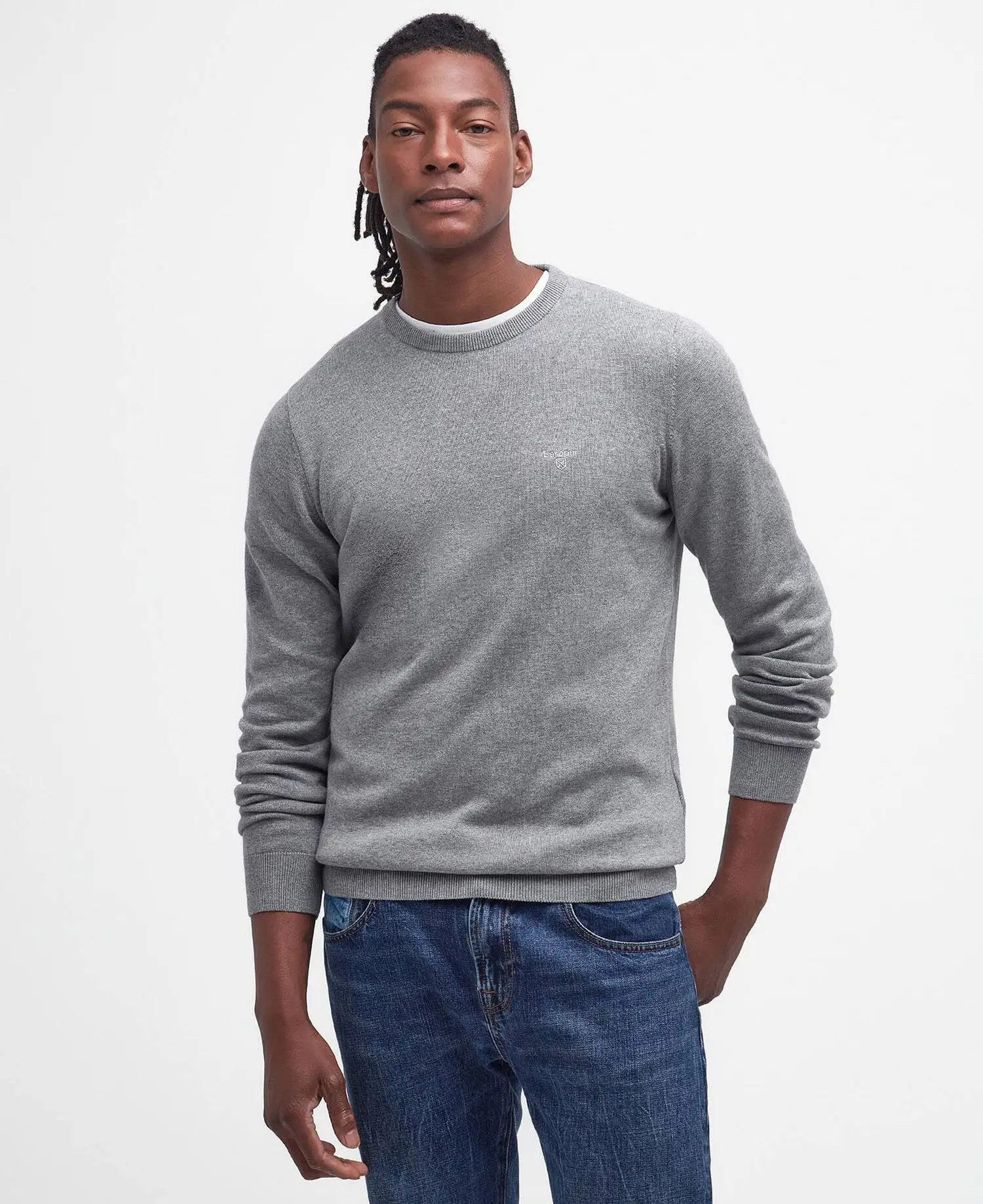 Barbour Maglione Girocollo in Cotone Pima Classic Grey (5)
