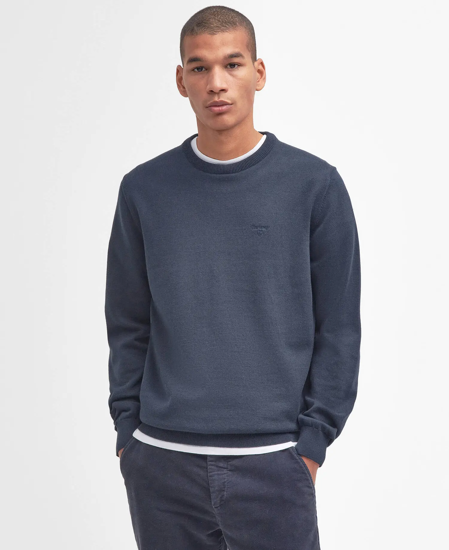 Barbour Maglione Girocollo in Cotone Pima Classic Navy (6)