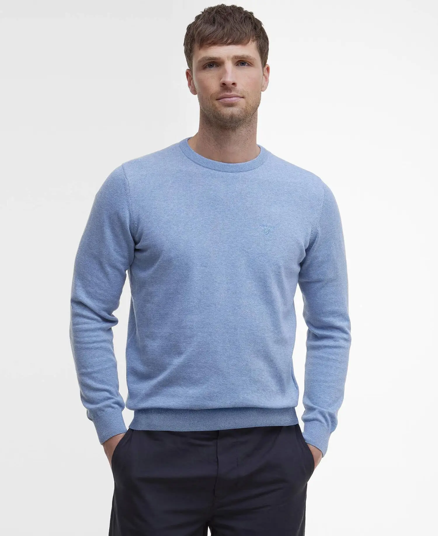 Barbour Maglione Girocollo in Cotone Pima Dark Chambray (5)