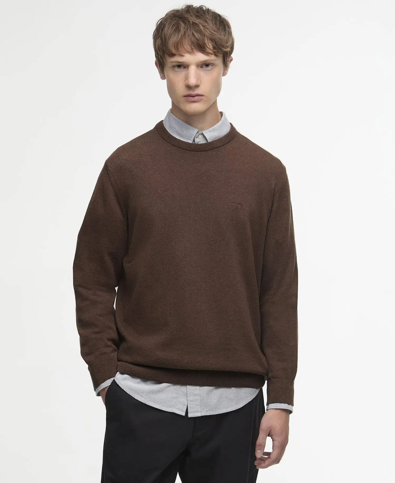 Barbour Maglione Girocollo in Cotone Pima Umber (5)